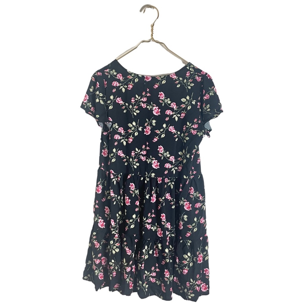 SOLD! Urban Outfitters • Dark Floral Lightweight Black Babydoll Dress. - Picture 4 of 4